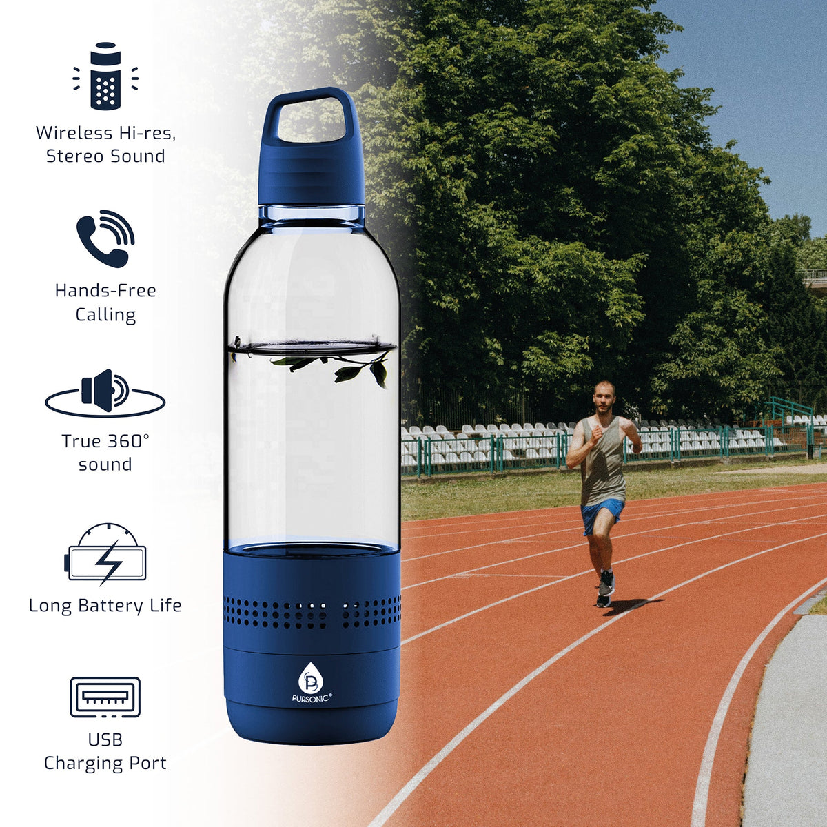 Pursonic Water Bottle with Built-In Wireless Speaker