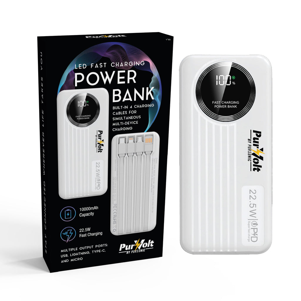 Pursonic 10,000mAh LED Fast Charging Power Bank