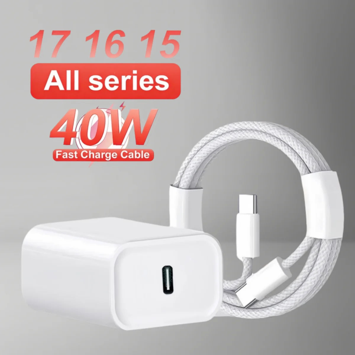 40W Charger USB C Cable w/ Power Adapter